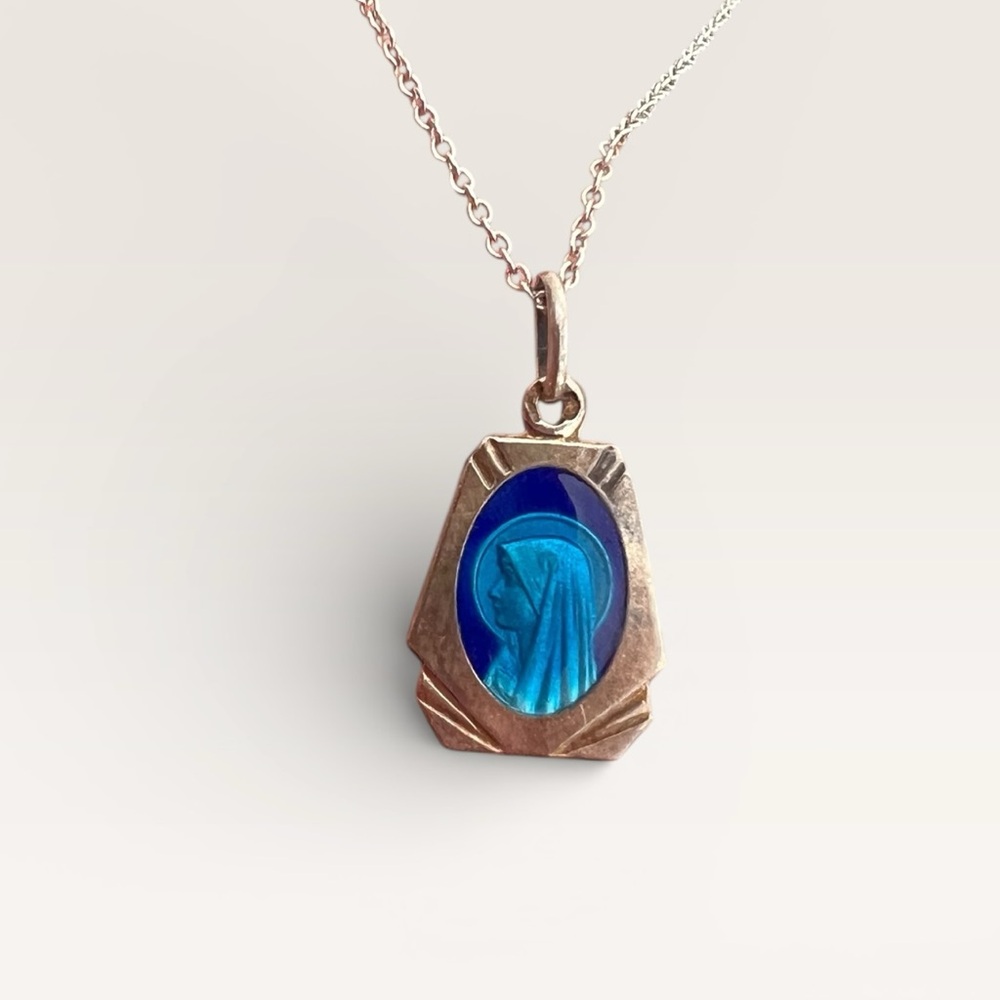 Vintage virgin Pendant Necklace stamped .925 Italy